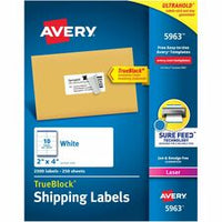 Avery¨ TrueBlock¨ Shipping Labels, Sure Feed¨ Technology, Permanent Adhesive, 2" x 4" , 2,500 Labels (5963)