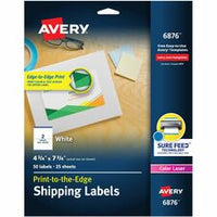 Avery¨ Shipping Labels, Sure Feed¨ Technology, Print to the Edge, Permanent Adhesive, 4-3/4" x 7-3/4" , 50 Labels (6876)