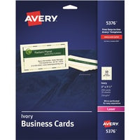 Avery¨ 2" x 3.5" Ivory Business Cards, Sure Feed? Technology, Laser, 250 Cards (5376)