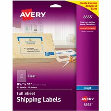 Avery¨ Full Sheet Shipping Labels, Permanent Adhesive, Matte Frosted Clear, 8-1/2