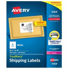 Avery¨ TrueBlock¨ Shipping Labels, Sure Feed¨ Technology, Permanent Adhesive, 3-1/3