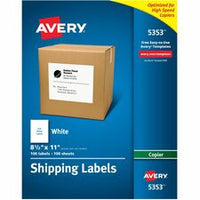 Avery¨ Shipping Labels for Copiers, 8-1/2" x 11" , 100 White Labels (5353)