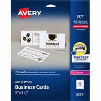 Avery¨ 2" x 3.5" Business Cards, Sure Feed(TM), Laser, 250 (5371)