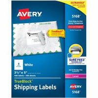 Avery¨ TrueBlock¨ Shipping Labels, Sure Feed¨ Technology, Permanent Adhesive, 3-1/2" x 5" , 400 Labels (5168)