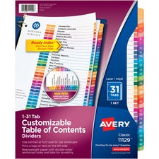 Avery¨ Ready Index 1-31 Tab Custom TOC Dividers