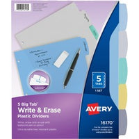 Avery¨ Big Tab Write & Erase Durable Dividers, 5 Multicolor Tabs