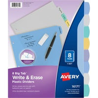 Avery¨ Big Tab Write & Erase Durable Plastic Dividers, 8 Multicolor Tabs, 1 Set