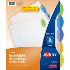 Avery¨ Plastic Binder Dividers, Insertable Multicolor Style Edge 5-tabs