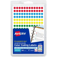 Avery¨ Dot Stickers, 1/4" Diameter, Assorted, 760 Total (5795)