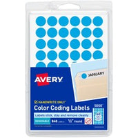 Avery¨ Dot Stickers, 1/2" Diameter, Light Blue, 840 Total (5050)