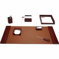 Dacasso Mocha Leather 7-Piece Desk Pad Kit