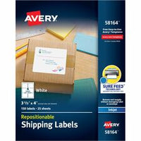 Avery¨ Repositionable Shipping Labels, Sure Feed¨ Technology, Repositionable Adhesive, 3-1/3" x 4" , 150 Labels (58164)