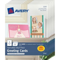 Avery¨ Half-Fold Greeting Cards, Textured, Uncoated, 5-1/2" x 8-1/2" , 30 Cards (3378)