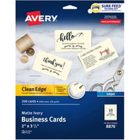 Avery¨ Clean Edge Business Cards, 2" x 3.5" , Ivory, 200 (08876)