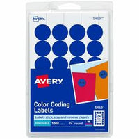 Avery¨ Print/Write Self-Adhesive Removable Labels, 0.75 Inch Diameter, Dark Blue, 1,008 per Pack (5469)