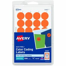 Avery¨ Printable Color Coding Round Labels, 3/4 Inch Diameter, Orange, 1,008 Customizable Labels (05465)