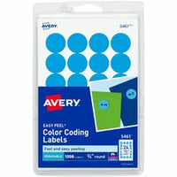 Avery¨ Removable Color-Coding Labels, Removable Adhesive, Light Blue, 3/4" Diameter, 1,008 Labels (5461)