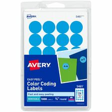 Avery¨ Removable Color-Coding Labels, Removable Adhesive, Light Blue, 3/4