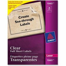 Avery¨ Shipping Labels, Permanent Adhesive, Matte Frosted Clear, 8-1/2