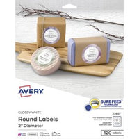 Avery¨ Glossy White Printable Round Labels with Sure Feedª Technology