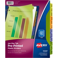 Avery¨ Preprinted Monthly Tabs Plastic Dividers