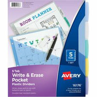 Avery¨ Write & Erase Durable Plastic Dividers w/Pockets, 5-tab, Multicolor