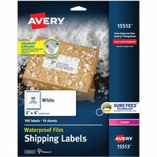 Avery¨ Waterproof Shipping Labels with Ultrahold¨ Permanent Adhesive, 2