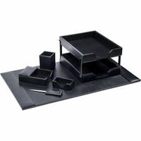 Dacasso 8-Piece Econo-Line Desk Set - Bonded Black Leather