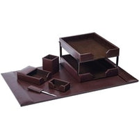 Dacasso 8-Piece Econo-Line Desk Set - Bonded Brown Leather