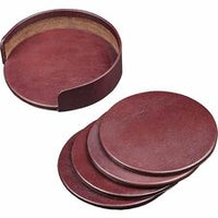 Dacasso Leather Coasters - Set of 4 with Holder