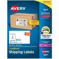 Avery¨ Printable Blank Shipping Labels, 2.5" x 4" , White, 800 Labels, Laser Printer, Permanent Adhesive (5817)