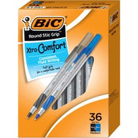 BIC Round Stic Grip Xtra-Comfort Medium Ball Point Pen, Assorted, 36 Pack