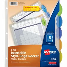 Avery¨ Insertble Style Edge Plastic Pocket Dividers