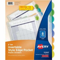 Avery¨ Insertable Style Edge Plastic Dividers with Pockets, 8-tab