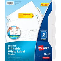 Avery¨ Big Tab Printable Label Dividers, Easy Peel Labels, 5 Tabs