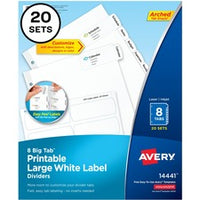 Avery¨ Big Tab Printable Large White Dividers with Easy Peel, 8 Tabs