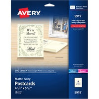 Avery¨ Postcards, Ivory, Two-Sided, 4-1/4" x 5-1/2" , 100 Cards (5919)