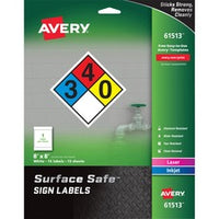 Avery¨ 8"x8" Removable Label Safety Signs