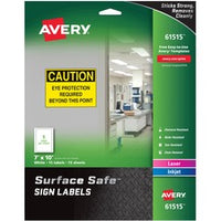 Avery¨ 7"x10" Removable Label Safety Signs