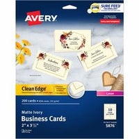 Avery¨ Business Cards, Ivory, True Print(R) Two-Sided Printing, 2" x 3-1/2" , 200 Cards