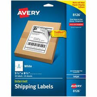 Avery¨ Shipping Address Labels, Inkjet Printers, 50 Labels, Half Sheet Labels, Permanent Adhesive, TrueBlock¨ (8126)