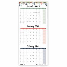 Blueline 3-Month Colorful Wall Calendar