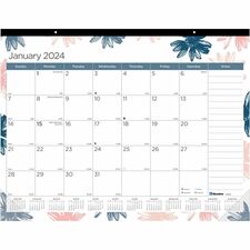 Blueline Passion Floral Desk Pad Calendar