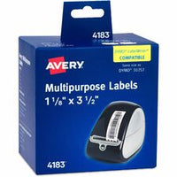 Avery¨ Direct Thermal Roll Labels, 1-1/8" x 3-1/2" , White, 350 Multipurpose Labels Per Roll, 2 Rolls (4183)