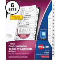 Avery¨ 15-tab Custom Table of Contents Dividers