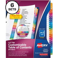 Avery¨ A-Z Customizable Multicolor TOC Dividers