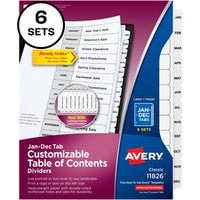 Avery¨ Monthly Tab Table of Contents Dividers