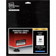 Avery¨ PermaTrack Durable White Asset Tag Labels, 1-1/4