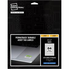 Avery¨ PermaTrack Durable White Asset Tag Labels, 1/2