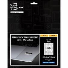 Avery¨ PermaTrack Tamper-Evident Asset Tag Labels, 1/2